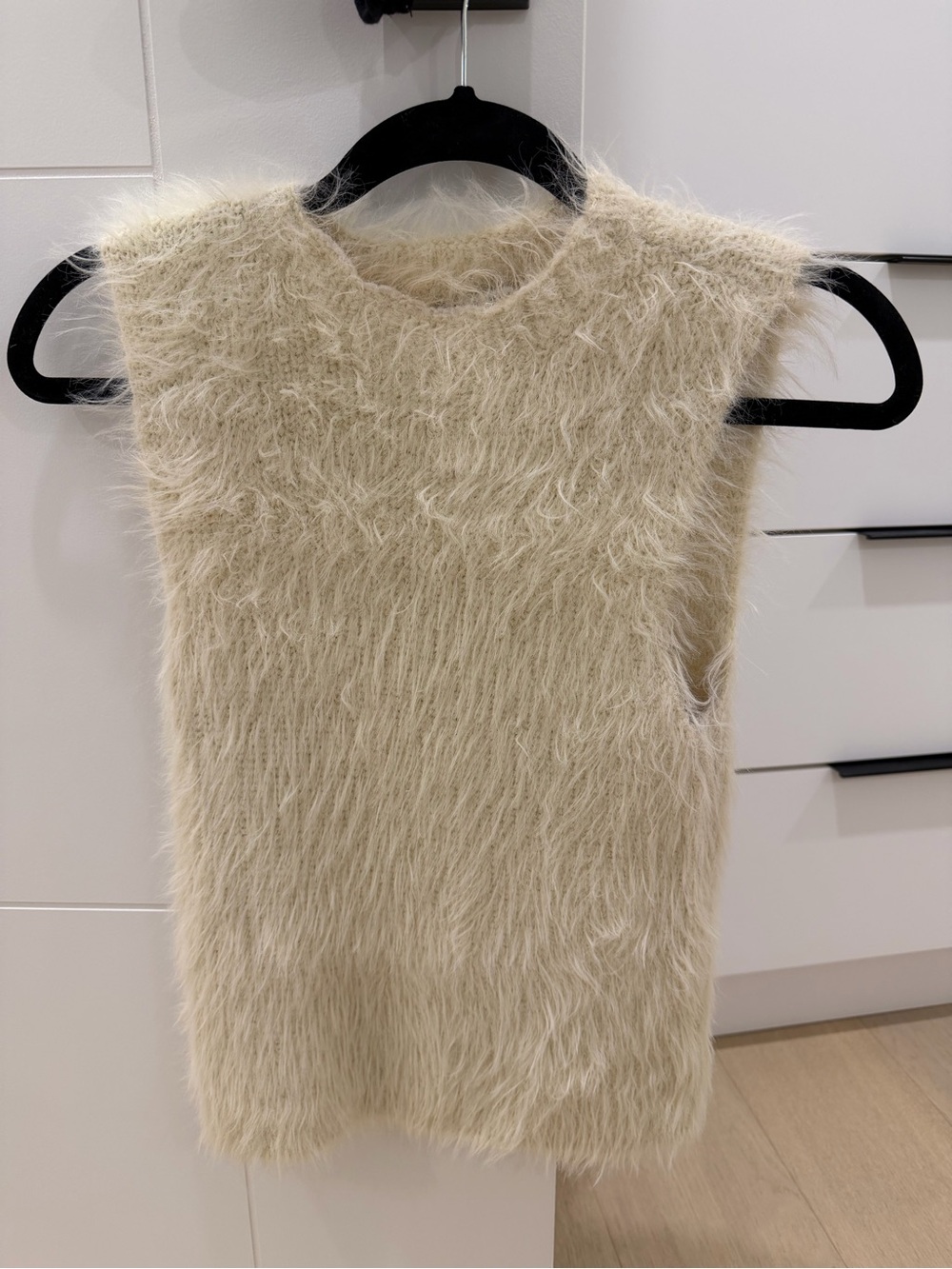 Zara Cream Fuzzy Sleeveless Tank Top